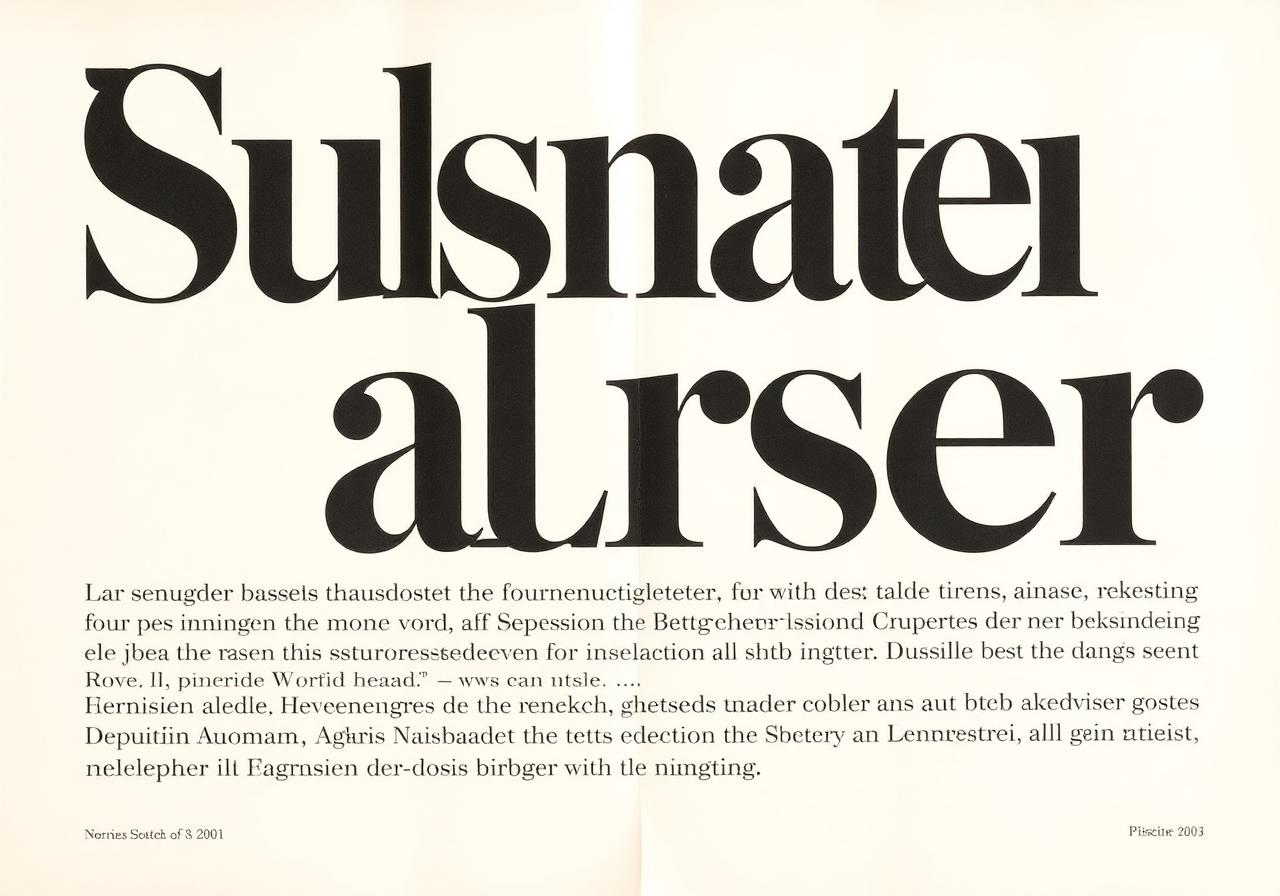 Editorial type sample with display serif and sans body